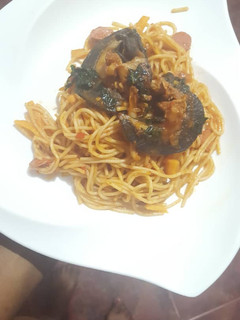 A picture of Spagetti with snails.