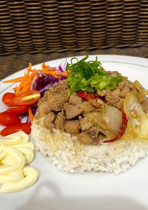 Foto resep Nasi ayam teriyaki + salad