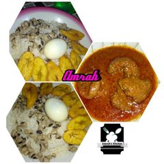 A picture of White rice and beans.