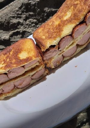 A picture of French Toast Sausage Sandwich.
