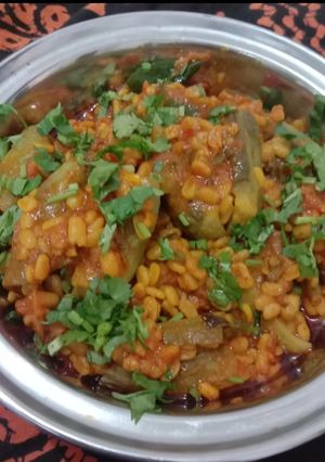 A picture of Gujarati Style Sponge Gourd Sabzi with Mung Dal Stuffing.