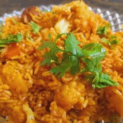 Soya nuggets veg pulao A picture of Soya nuggets veg pulao.