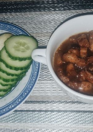 Hình của món Thịt kho mắm ruốc.