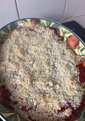 A picture of Cooking Apples and Damson Plums Crumble.