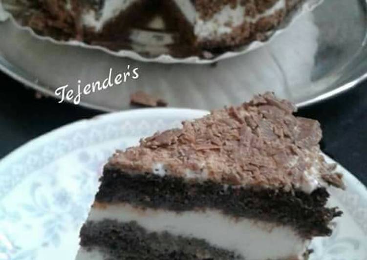 Steps to Prepare Homemade Chocolate vanilla ice cream cake easy 2 ingredients