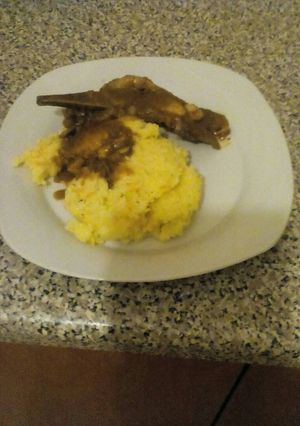 A picture of Savoury pap and Brisket stew.