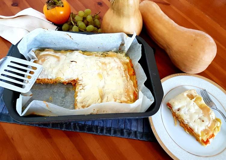 Lasagne alla zucca, feta e besciamella leggera