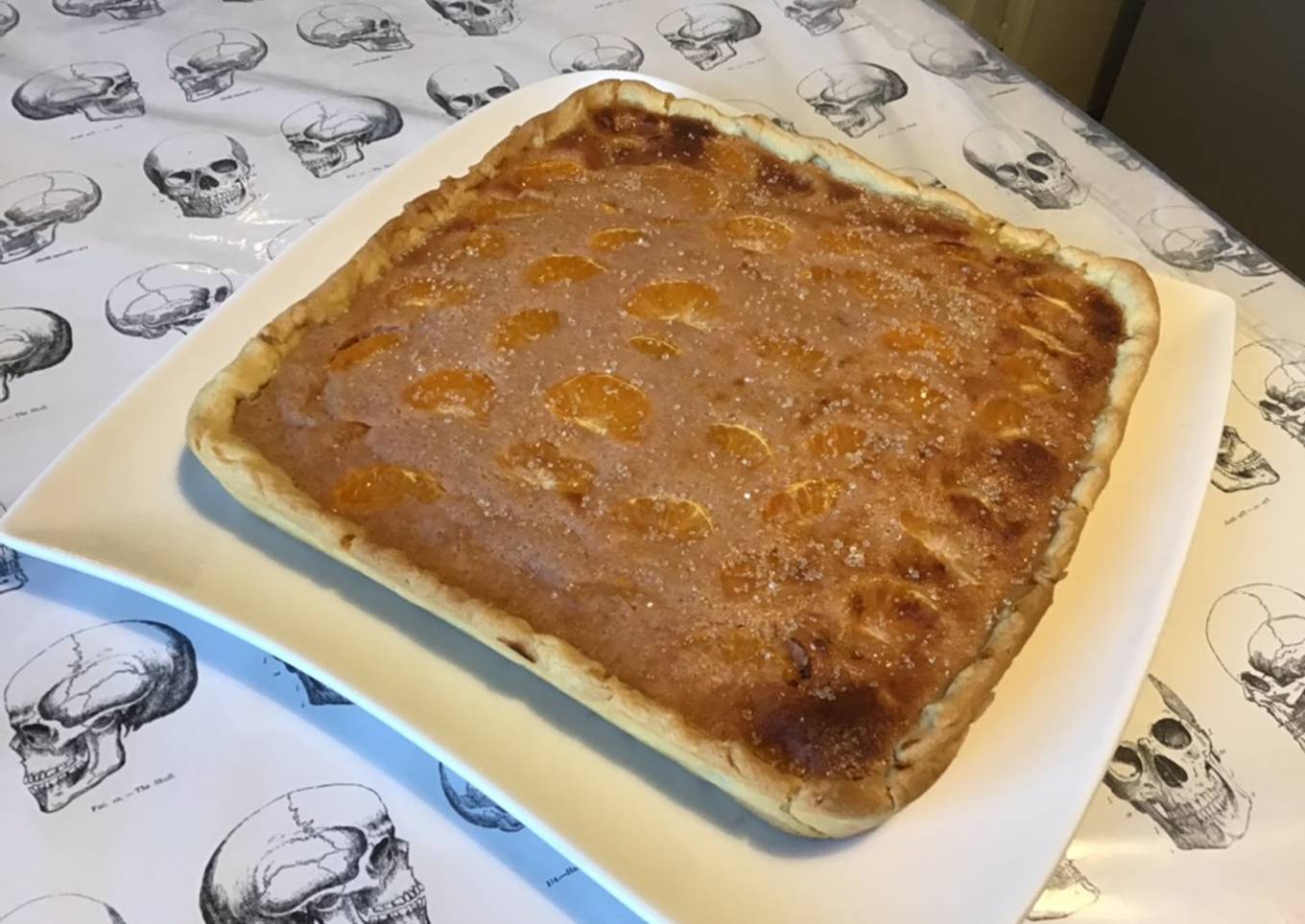 Tarte aux mandarines,pêches et fromage blanc (pâte sablée ananas gingembre)