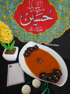 عکسی از دستور حلوا سه آرد مجلسی با شیر (نذری) 🖤