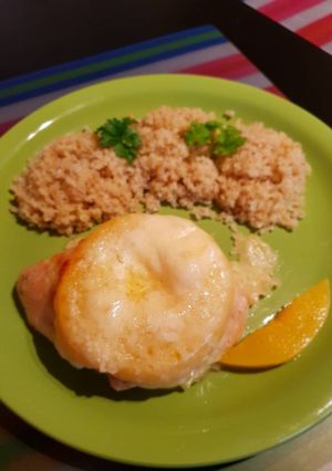 Két sajtos, barackos csirkemell recept fotója