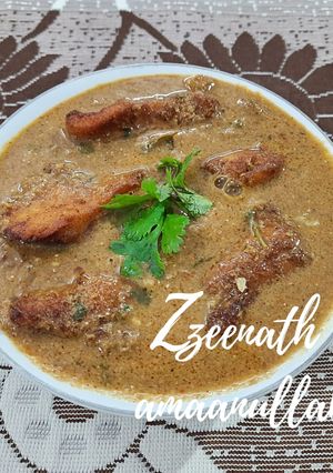 A picture of Hyderabadi Machli Ka Khatta Salan.