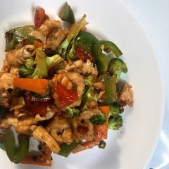 A picture of Sweet n sour stir fry tofu.