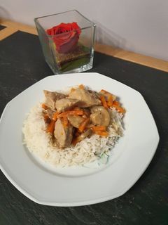 Une photo de Sauté de porc aux carottes et champignons au cookeo