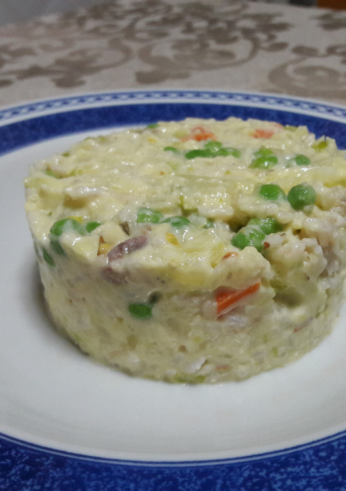 Una foto de 🇷🇺"Ensaladilla rusa" proteica de arroz y cáñamo vegana