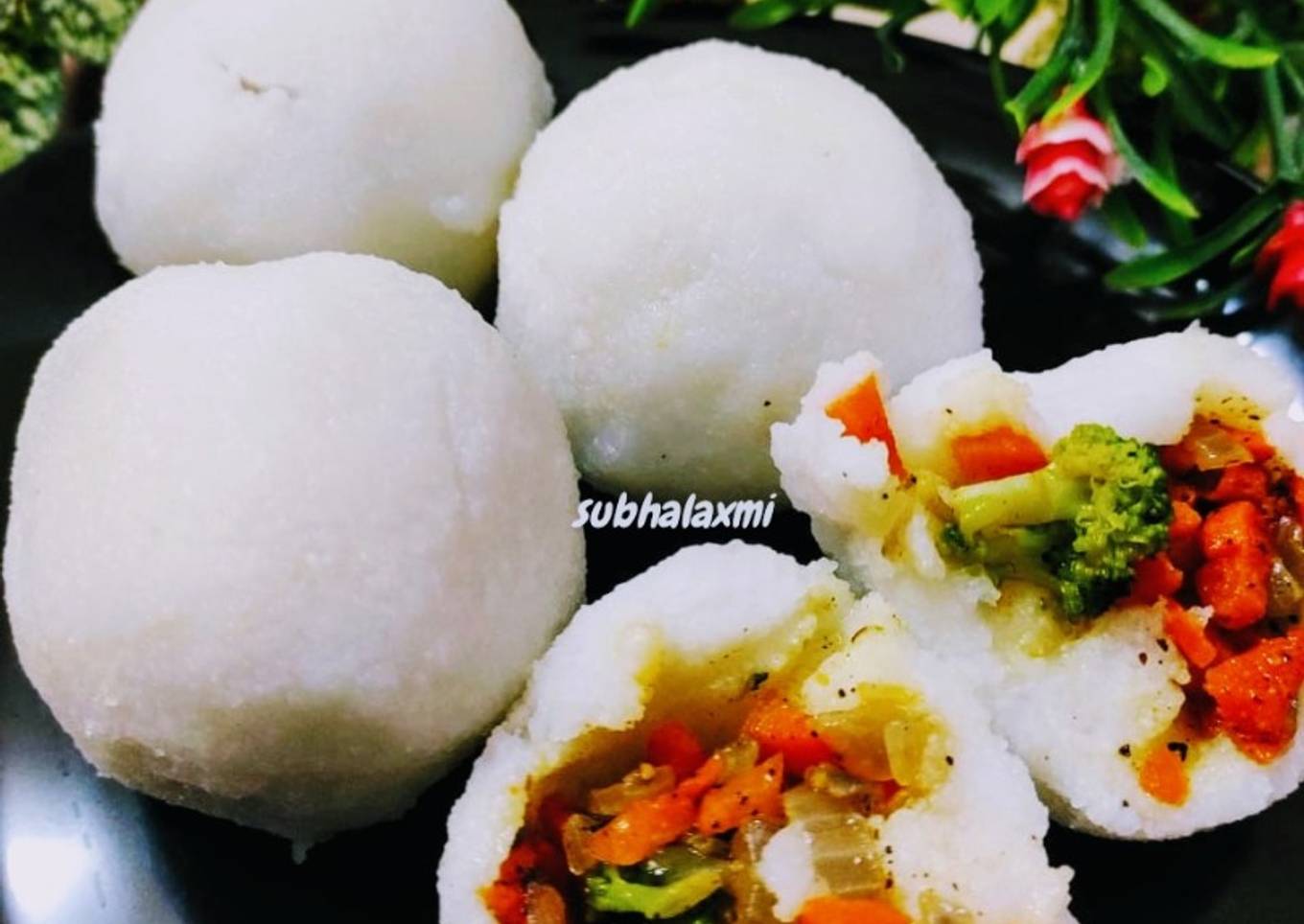 Manda pitha with a twist(steamed rice flour dumplings)