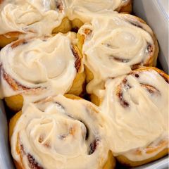 Milk Bread Cinnamon Rolls with Cream Cheese Frosting A picture of Milk Bread Cinnamon Rolls with Cream Cheese Frosting.