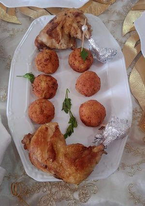 صورة لوصفة أفخاذ الدجاج بكريات الأرز