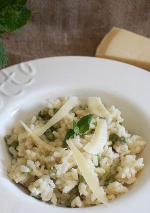 Une photo de Risotto petits pois menthe