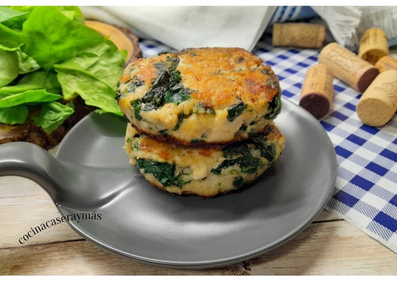 Hamburguesas de pollo y espinacas