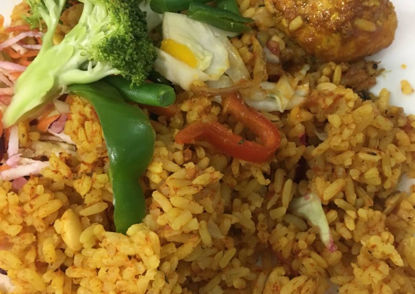 Chicken/fish jollof with vegetables