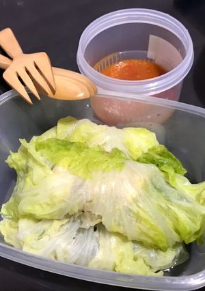 รูปของ อาหารคลีนฉบับสาวอ๊อฟฟิศ(สุกกี้อกไก่ม้วนผักกาดขาด)