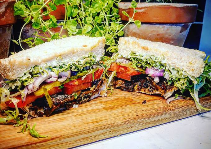 Vegan mushroom steak sandwich