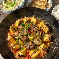A picture of Braised Stuffed Bitter Melon & Tofu w/ Tomato Fish Sauce | Khổ Qua & Đậu Hủ Dồn Thịt Kho Sốt Cà.