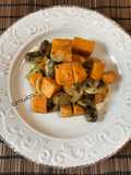 Sweet Potatoes with Mushrooms in the Oven