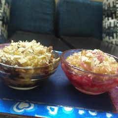 A picture of Lauki ka Halwa (choco and rose flavored).