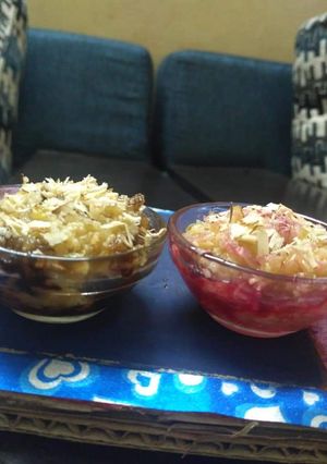 A picture of Lauki ka Halwa (choco and rose flavored).