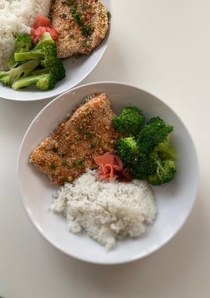 Foto resep Salmon lapis wijen sehat bakar di teflon anti ribet