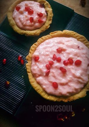 A picture of Rose Gulkand Phirni Tarts.