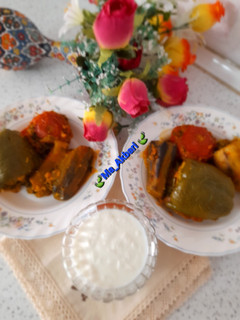 عکسی از دستور 🍀دلمه بادمجان، گوجه، فلفل