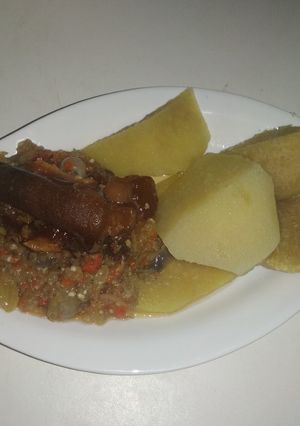 A picture of Garden Eggs Peppered Sauce.