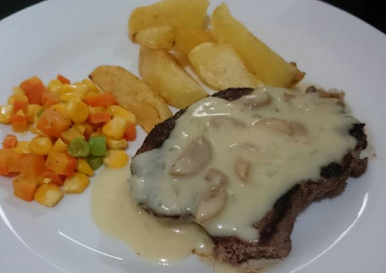 Beef Steak with Mushroom Sauce