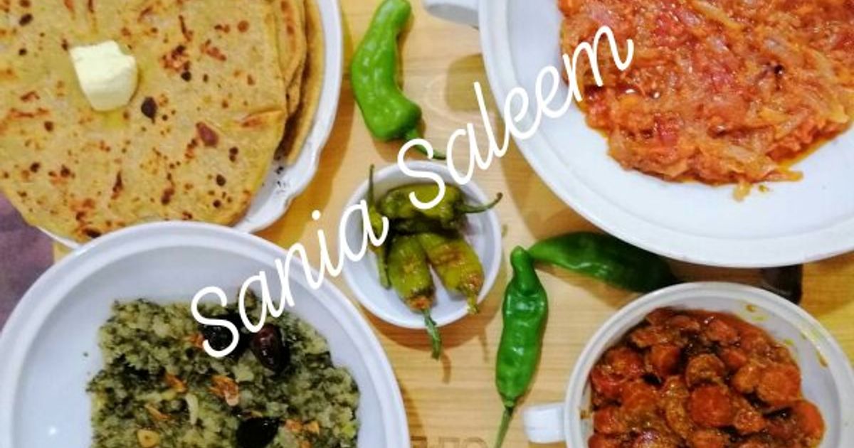 Pyaz Roti Pure Desi Platter Tamatar Pyaz Ki Chutney And Baisan Ki Roti Recipe by ...
