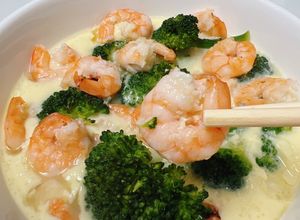 Hình của món Trứng hấp tôm và đậu hủ.