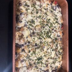 A picture of Baked Presto Parm Chicken Meatball and Rice, Veggie, Potato Casserole.