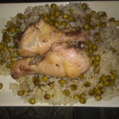A picture of Chicken With Ginger Rice And Sweet Peas.