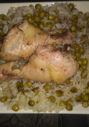 A picture of Chicken With Ginger Rice And Sweet Peas.