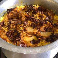 A picture of Chicken biryani with double masala.
