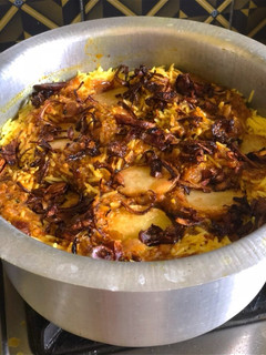A picture of Chicken biryani with double masala.