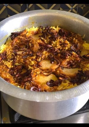 A picture of Chicken biryani with double masala.