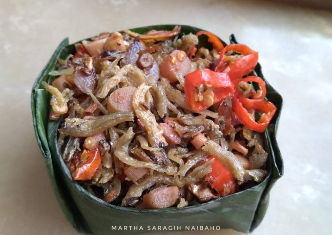 Tumis Teri Kecombrang dengan Takir Persegi