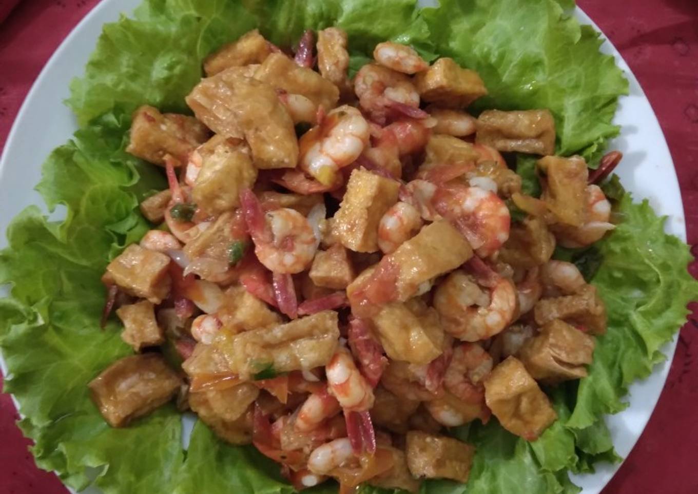 Udang tahu asem manis