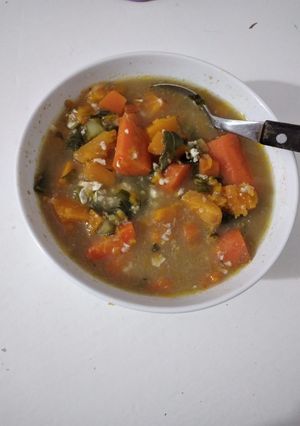 Una foto de Sopa de verduras y carne (baja en calorías)