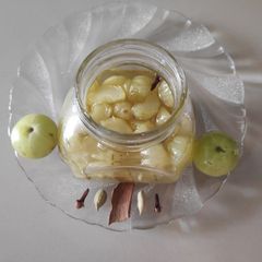 A picture of Amla murabba /Gooseberries-Sweet pickle.