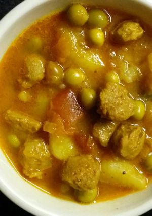A picture of Soya bean matar Aalu.