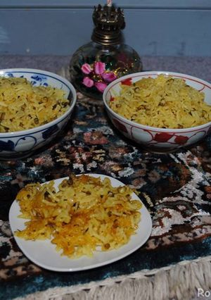 A picture of Persian mung beans rice.