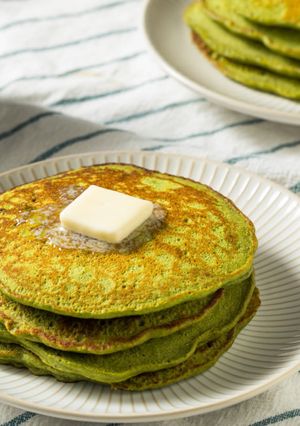 Una foto de Pancake té matcha
